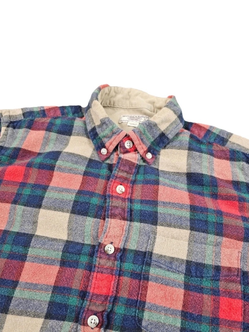 Wallace & Barnes X  J.Crew Mens Red Plaid Flannel Wool Long Sleeve Shirt Small S